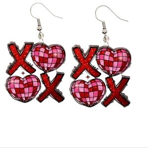 Trendy RED & WHITE  XO  Dangle Earrings